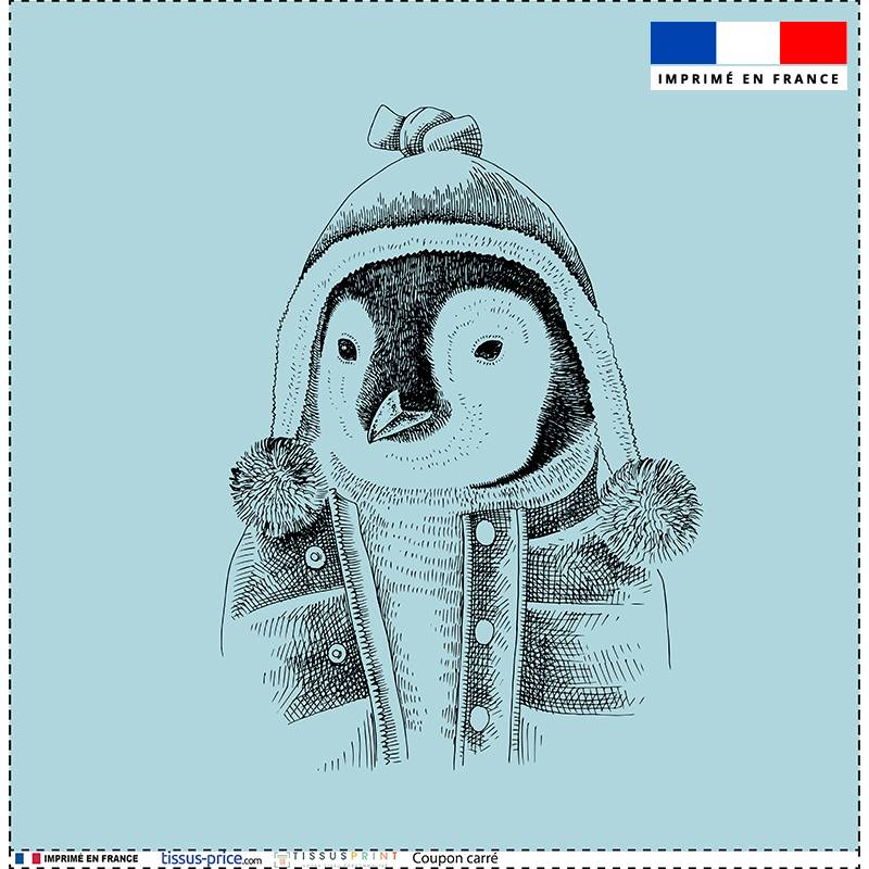 Coupon 45x45 cm motif pingouin hipster