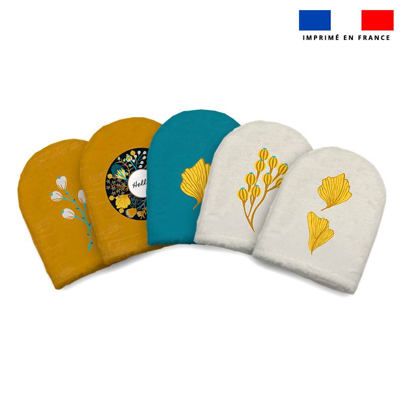 Kit mini-gants nettoyants motif fleur bohème