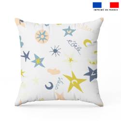 coupon - Coupon 90cm - Mots doux étoiles - Fond blanc - Création Lili Bambou Design - Popeline de coton peigné 129gr/m² - 144 cm