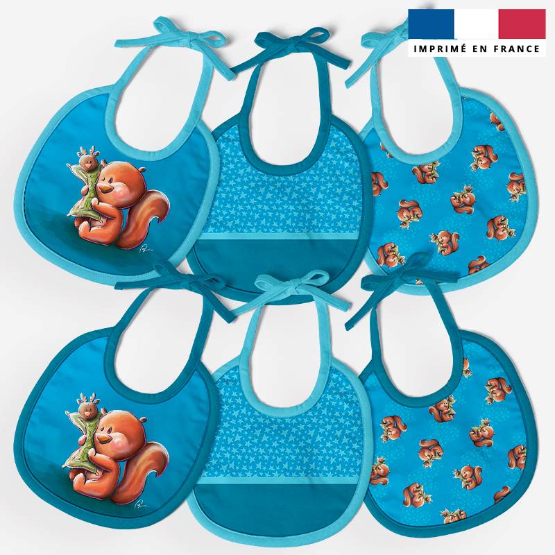 Kit bavoirs en éponge motif bébé écureuil - Création Stillistic