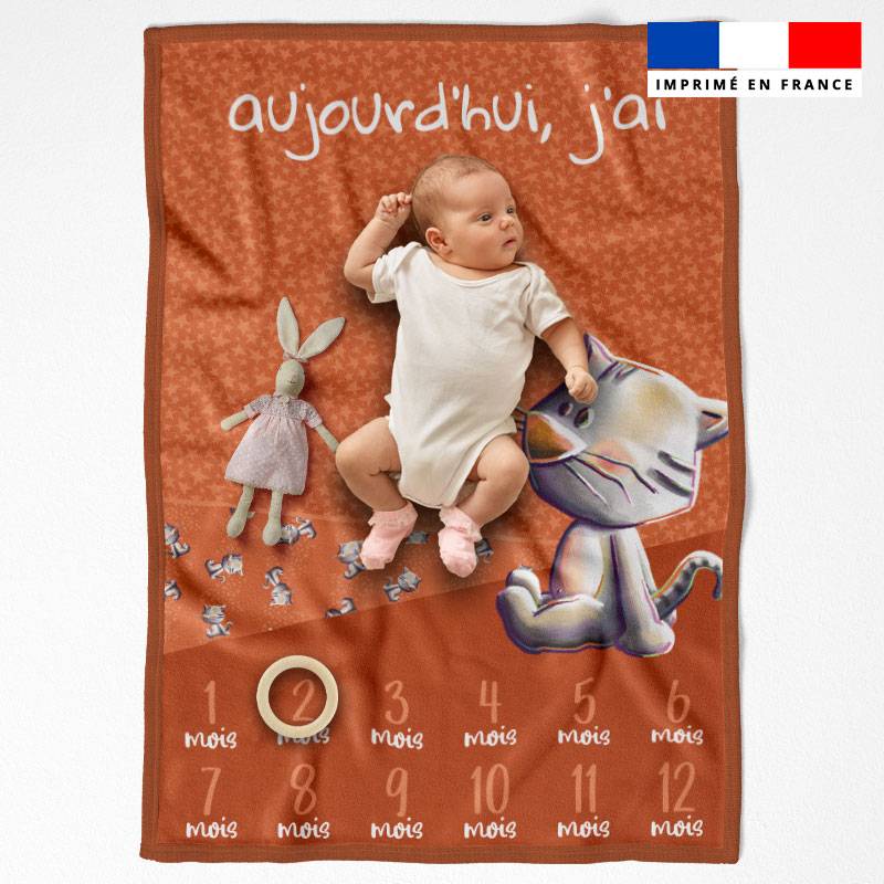 Coupon pour couverture mensuelle bébé motif bébé chat - Création Stillistic