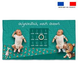 Coupon 135x74 cm pour couverture mensuelle jumeaux motif bébé guépard - Création Stillistic