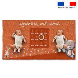 Coupon 135x74 cm pour couverture mensuelle jumeaux motif bébé koala - Création Stillistic