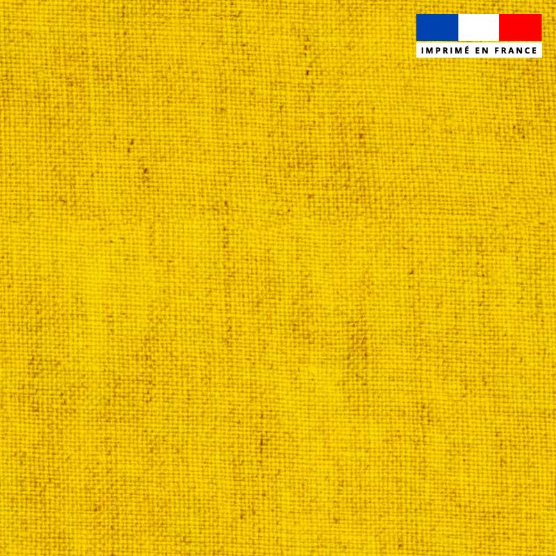 Tissu imperméable motif chiné aspect lin jaune