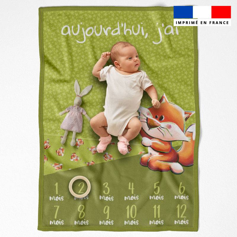 Coupon pour couverture mensuelle bébé motif bébé renard - Création Stillistic