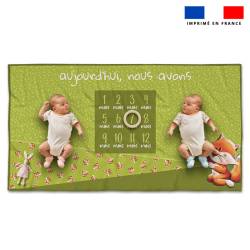 Coupon 135x74 cm pour couverture mensuelle jumeaux motif bébé renard - Création Stillistic