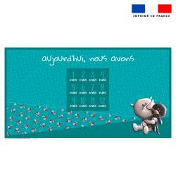 Coupon 135x74 cm pour couverture mensuelle jumeaux motif bébé rhinocéros - Création Stillistic