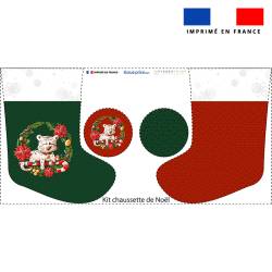 Kit chaussette de noel motif panthère Christmas + Fausse fourrure - Création Stillistic