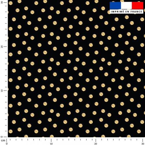 coupon - Coupon 50cm - Pois doré - Fond noir - Burlington 170 gr/m² - 146 cm