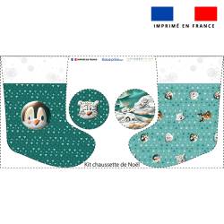 Kit chaussette de noel animaux du froid pingouin + Fausse fourrure - Création Stillistic