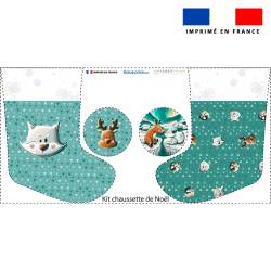 Kit chaussette de noel animaux du froid renard + Fausse fourrure - Création Stillistic