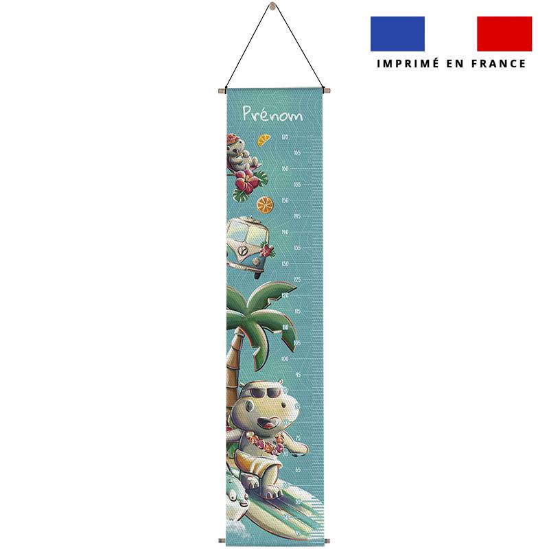 Coupon pour toise personnalisé - Hippo surf - Création Stillistic