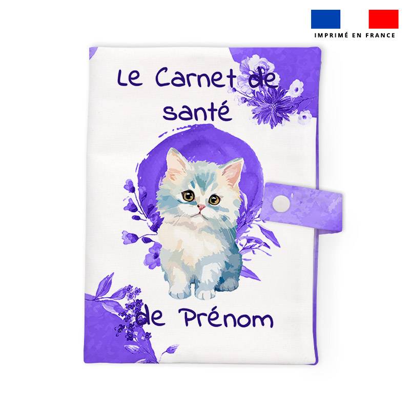 Patron protège carnet de santé personnalisé - Chat aquarelle