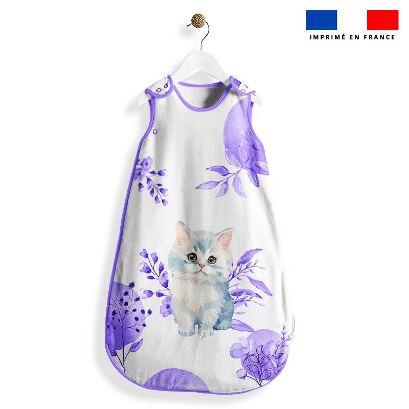 Coupon pour gigoteuse motif chat aquarelle