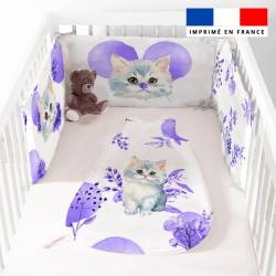 Coupon pour tour de lit motif chat aquarelle