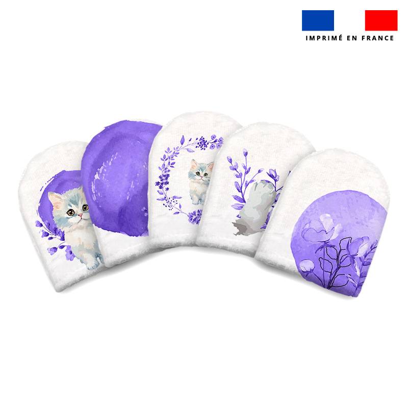 Kit mini-gants nettoyants motif chat aquarelle