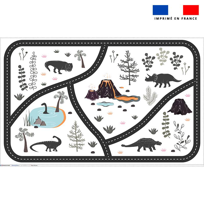 Coupon velours pour tapis de jeu motif dinosaure