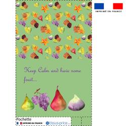 Kit pochette vert clair motif fruits et feuilles - Création Cat&Colours