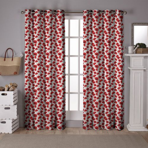 coupon - Coupon Défaut trait rouge en bord de lisière 100cm - Grand coquelicot - Fond blanc - Popeline de coton peigné 129gr/m² - 144 cm