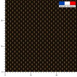 coupon - Coupon 150cm - Popeline de coton peigné noire motif plume art déco or - Popeline de coton peigné 129gr/m² - 144 cm