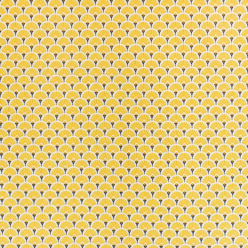 Coton imprimé éventails jaune et or